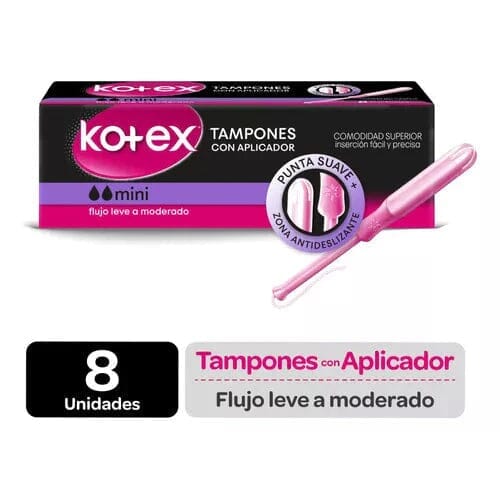 Kotex Tampones con aplicador Mini x 8 tampones Farmex-Pluxee-Persistente